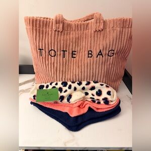 kate spade sock trio + Large Coral Tote Bag